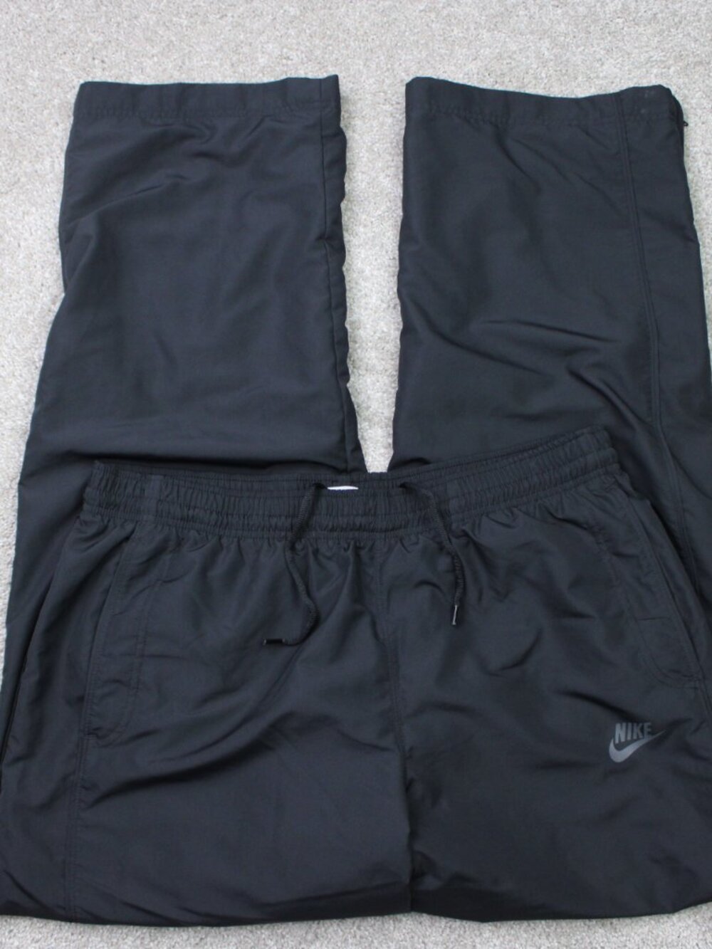 Vtg Nike Windbreaker Track Pants Mens XL (36x34) Black Nylon Joggers Lined Y2K
